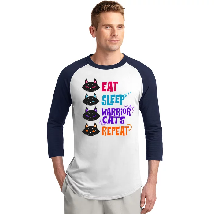 Eat Sleep Cat Warrior Repeat Cat Lover Baseball Sleeve Shirt