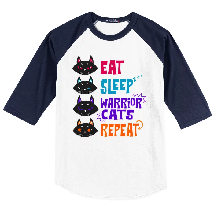 Eat Sleep Cat Warrior Repeat Cat Lover Baseball Sleeve Shirt