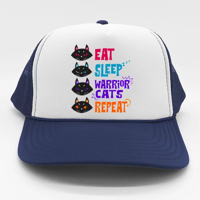 Eat Sleep Cat Warrior Repeat Cat Lover Trucker Hat