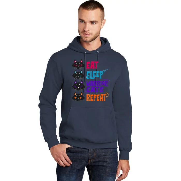 Eat Sleep Cat Warrior Repeat Cat Lover Tall Hoodie