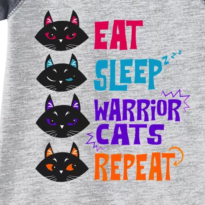 Eat Sleep Cat Warrior Repeat Cat Lover Infant Baby Jersey Bodysuit