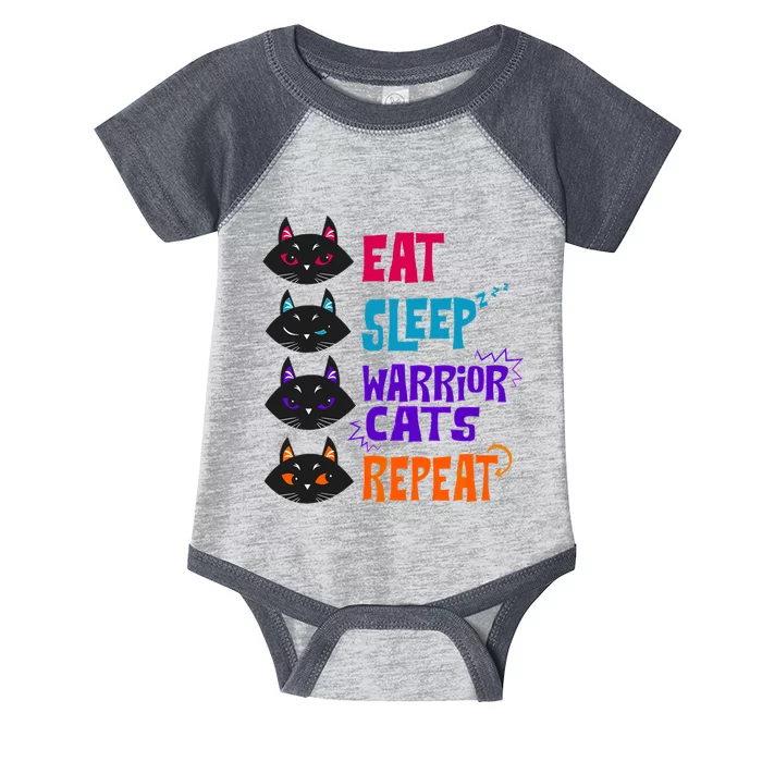 Eat Sleep Cat Warrior Repeat Cat Lover Infant Baby Jersey Bodysuit