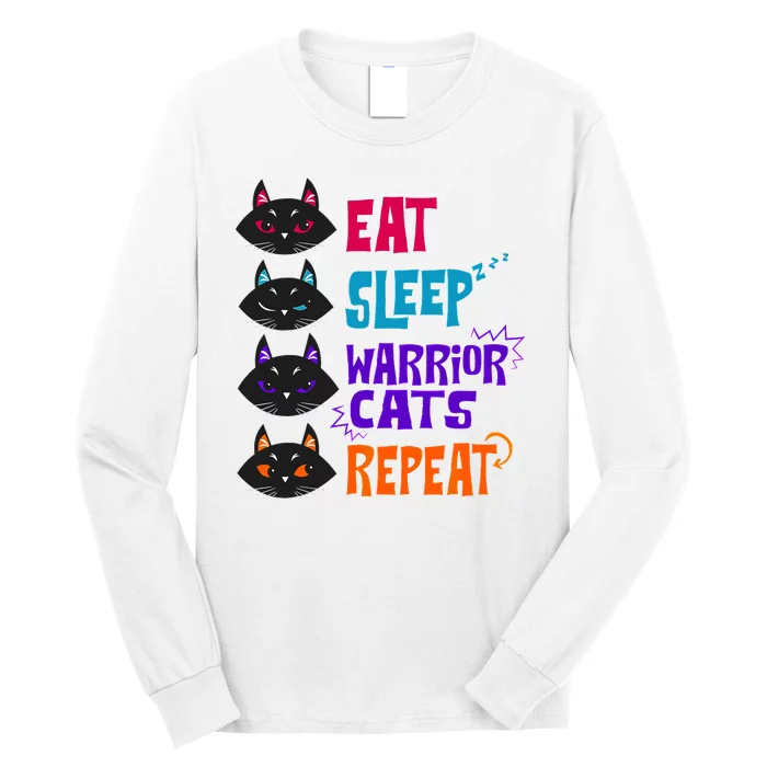 Eat Sleep Cat Warrior Repeat Cat Lover Long Sleeve Shirt