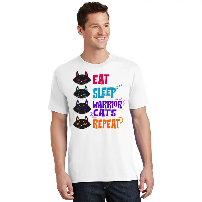 Eat Sleep Cat Warrior Repeat Cat Lover T-Shirt