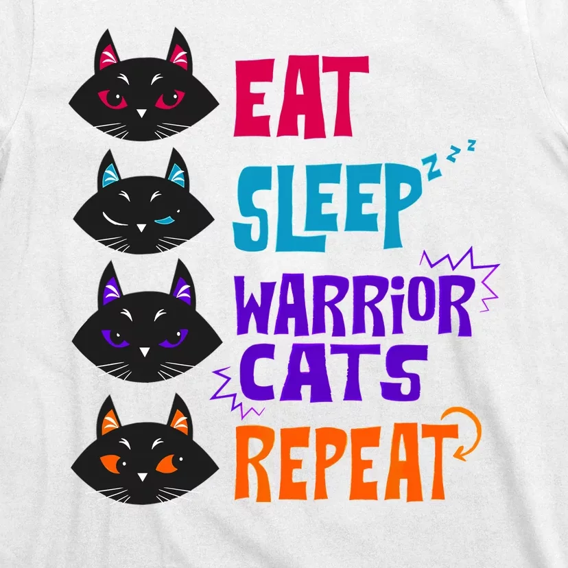 Eat Sleep Cat Warrior Repeat Cat Lover T-Shirt