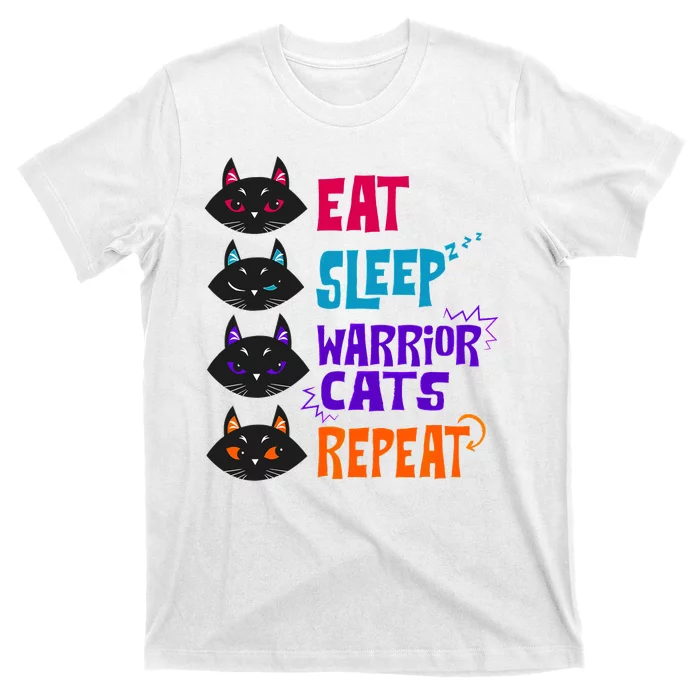 Eat Sleep Cat Warrior Repeat Cat Lover T-Shirt