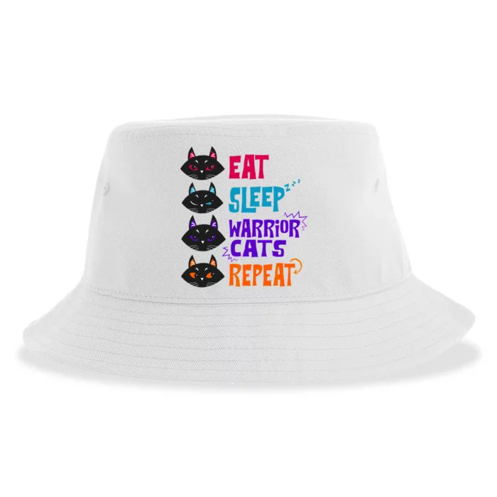 Eat Sleep Cat Warrior Repeat Cat Lover Sustainable Bucket Hat