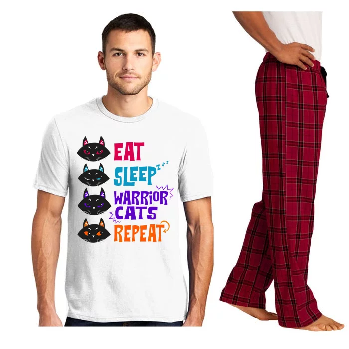 Eat Sleep Cat Warrior Repeat Cat Lover Pajama Set