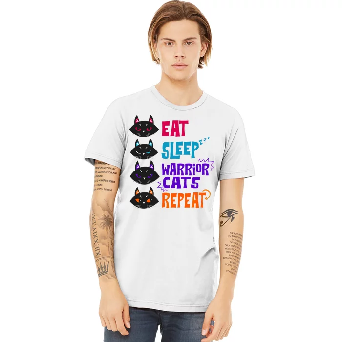 Eat Sleep Cat Warrior Repeat Cat Lover Premium T-Shirt