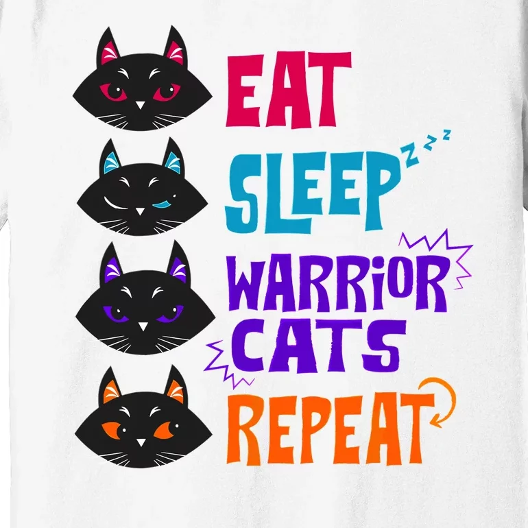 Eat Sleep Cat Warrior Repeat Cat Lover Premium T-Shirt