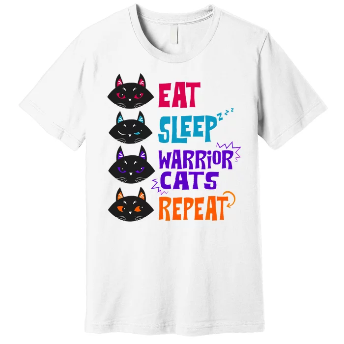 Eat Sleep Cat Warrior Repeat Cat Lover Premium T-Shirt