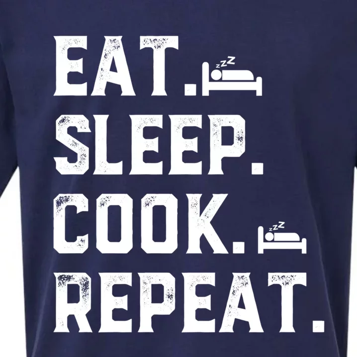 Eat Sleep Cook Repeat Culinary Cook Restaurant Cooking Chefs Gift Sueded Cloud Jersey T-Shirt