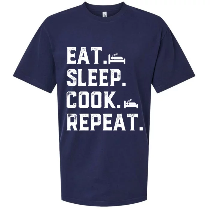 Eat Sleep Cook Repeat Culinary Cook Restaurant Cooking Chefs Gift Sueded Cloud Jersey T-Shirt