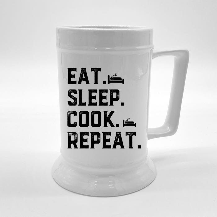 Eat Sleep Cook Repeat Culinary Cook Restaurant Cooking Chefs Gift Front & Back Beer Stein