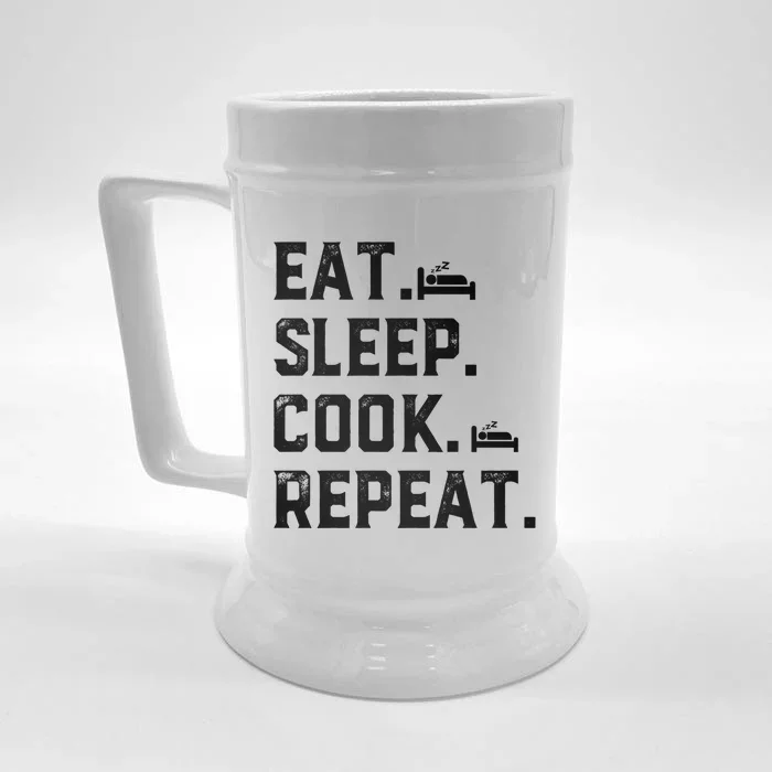 Eat Sleep Cook Repeat Culinary Cook Restaurant Cooking Chefs Gift Front & Back Beer Stein