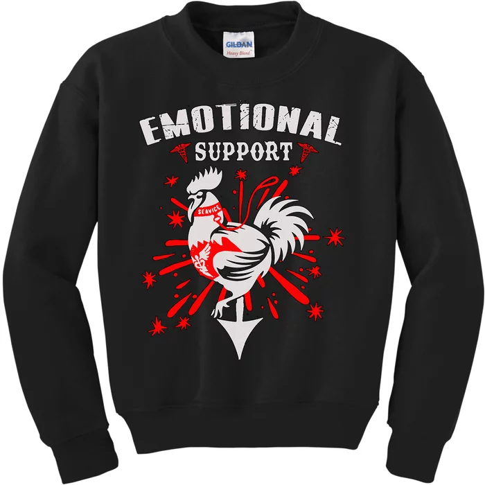 Emotional Support Chicken Emotional Support Cock Kids Sweatshirt