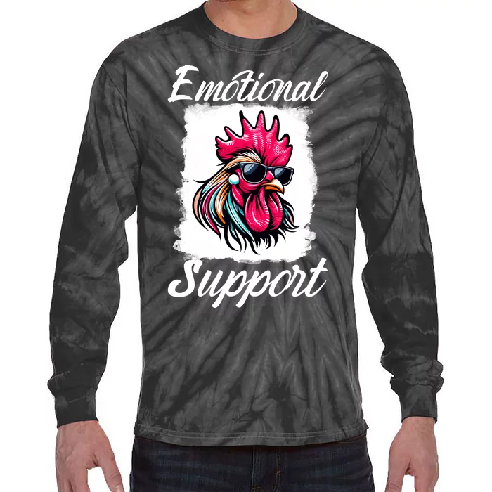 Emotional Support Chicken Cock Tie-Dye Long Sleeve Shirt