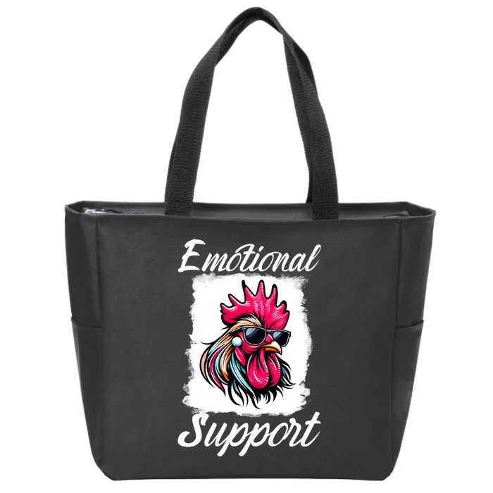 Emotional Support Chicken Cock Zip Tote Bag