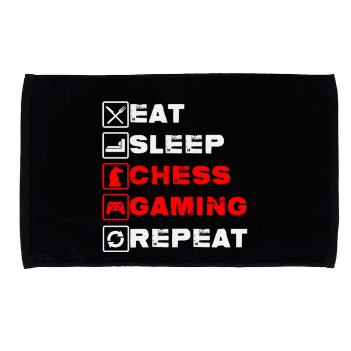 Eat Sleep Chess Gaming Repeat Funny Chess And Gaming Lover Great Gift Microfiber Hand Towel