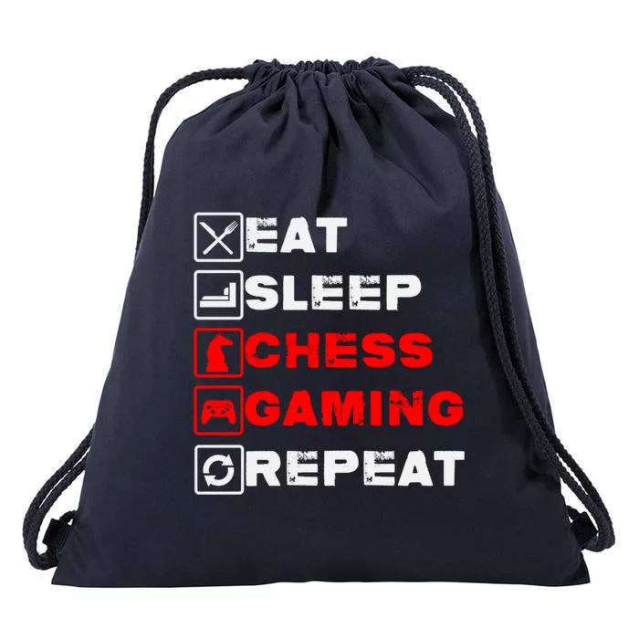 Eat Sleep Chess Gaming Repeat Funny Chess And Gaming Lover Great Gift Drawstring Bag