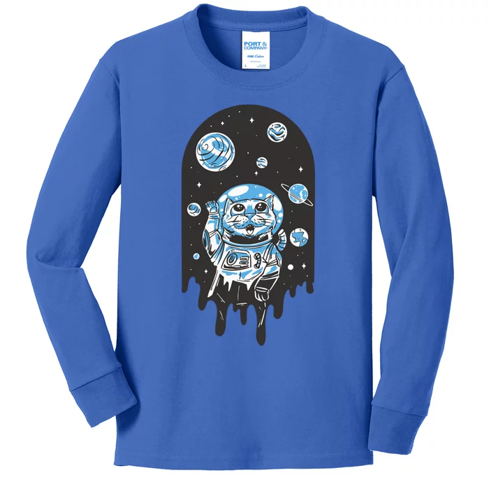 Extraterrestrial Space Cat Astronaut Astronomy Galaxy Gift Kids Long Sleeve Shirt