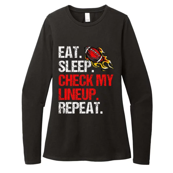 Eat Sleep Check My Lineup Repeat Fantasy Football Womens CVC Long Sleeve Shirt