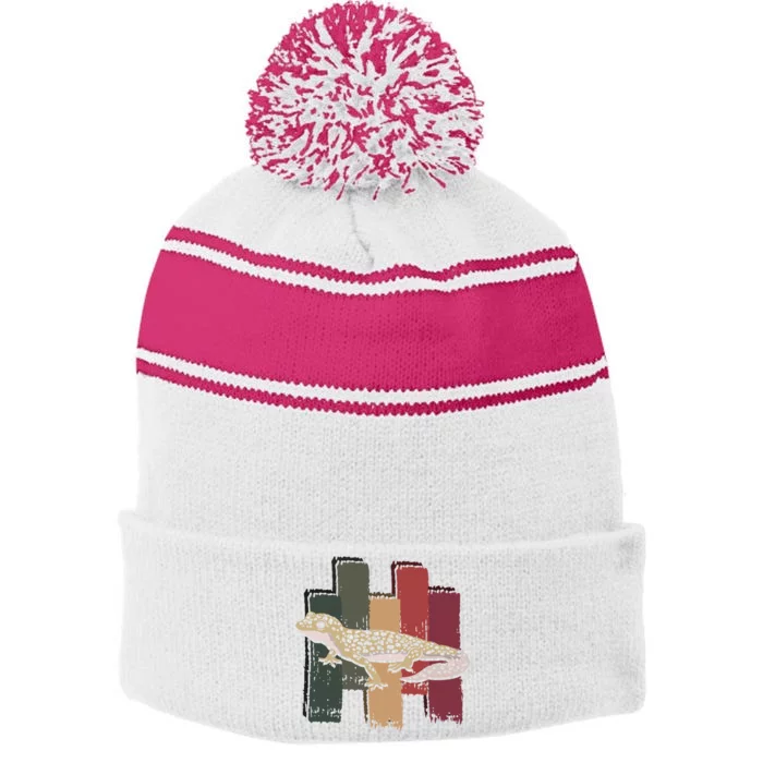 Eat Sleep Check My Lineup Repeat Fantasy Football Stripe Pom Pom Beanie