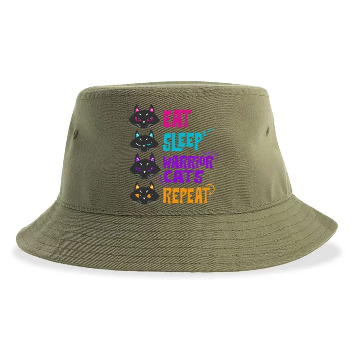 Eat Sleep Cat Warrior Repeat Cat Warrior Love Cats Gift Sustainable Bucket Hat