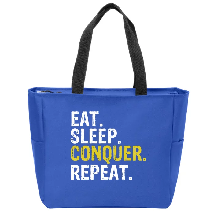 Eat Sleep Conquer Repeat Motivational Gift Zip Tote Bag