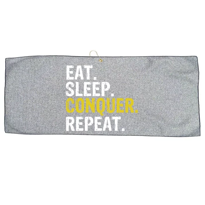 Eat Sleep Conquer Repeat Motivational Gift Large Microfiber Waffle Golf Towel