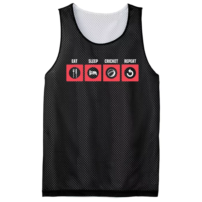 Eat Sleep Cricket Retro Cricket Ball Sport Player Field Game Mesh Reversible Basketball Jersey Tank