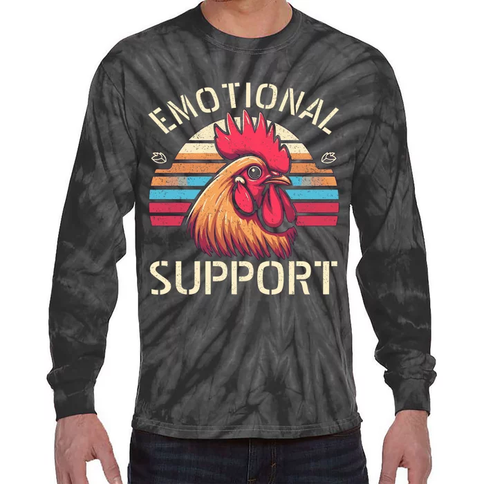 Emotional Support Chicken Cock Tie-Dye Long Sleeve Shirt