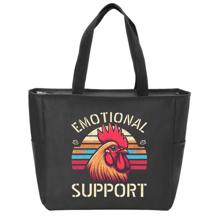 Emotional Support Chicken Cock Zip Tote Bag