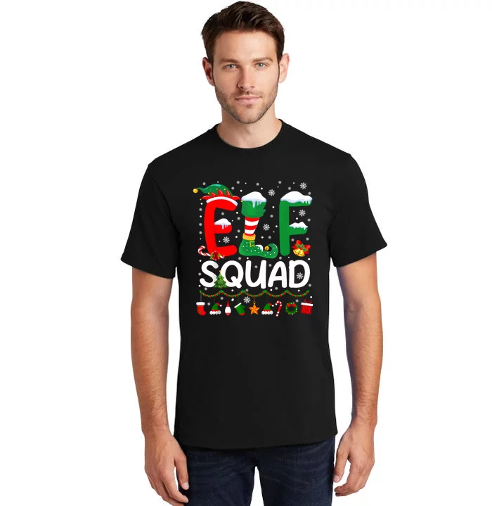 Elf Squad Christmas Family Matching Pajamas Funny Xmas Tall T-Shirt