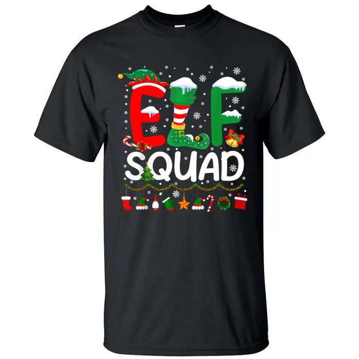 Elf Squad Christmas Family Matching Pajamas Funny Xmas Tall T-Shirt