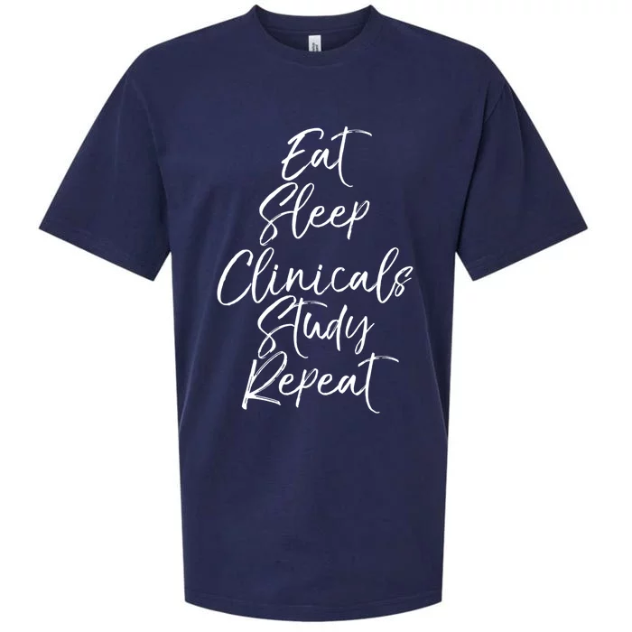 Eat Sleep Clinicals Study Repeat Gift Nursing School Sueded Cloud Jersey T-Shirt