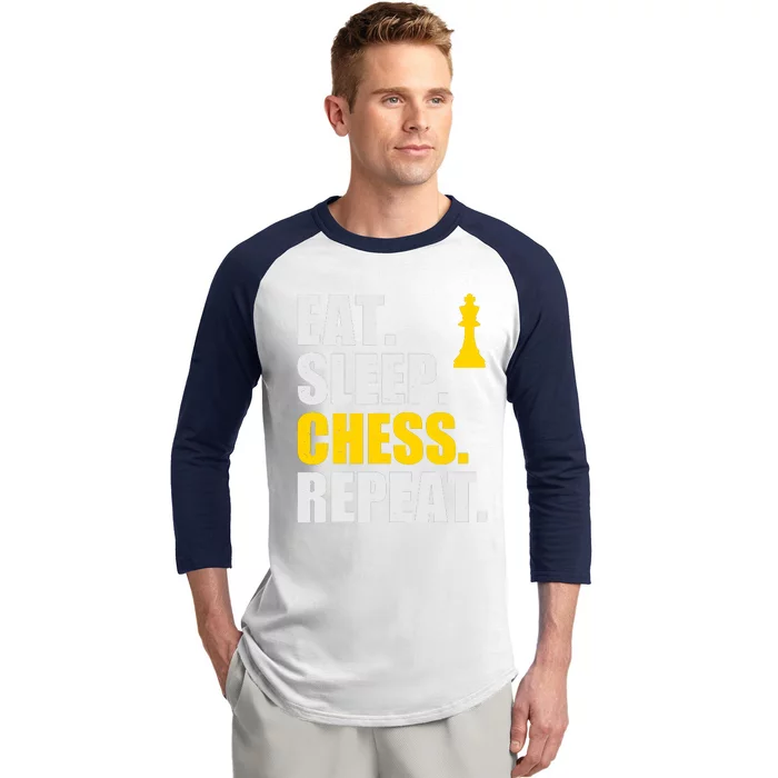 Eat Sleep Chess Repeat Perfect Chess Gift Baseball Sleeve Shirt