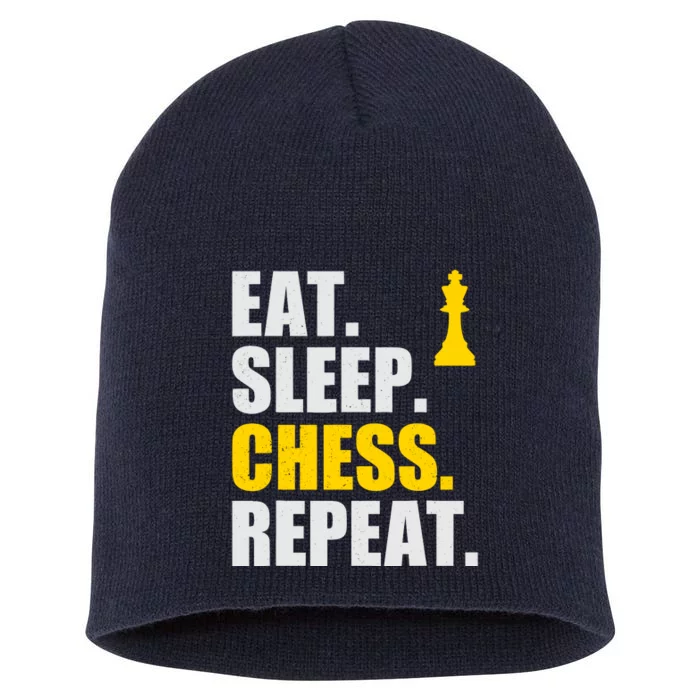 Eat Sleep Chess Repeat Perfect Chess Gift Short Acrylic Beanie