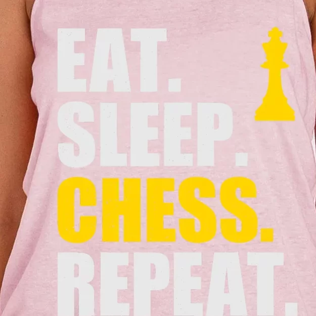 Eat Sleep Chess Repeat Perfect Chess Gift Women's Knotted Racerback Tank