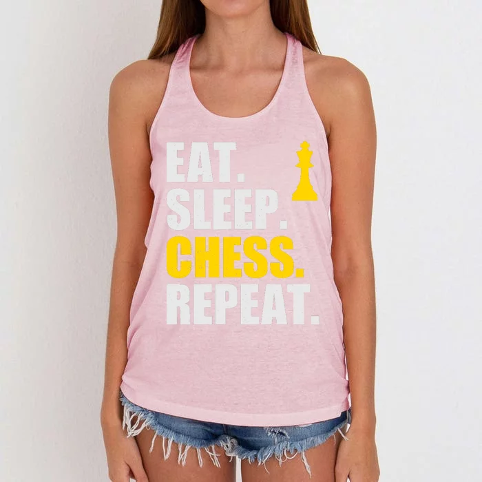 Eat Sleep Chess Repeat Perfect Chess Gift Women's Knotted Racerback Tank