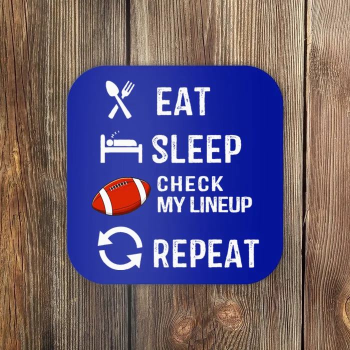 Eat Sleep Check My Lineup Repeat Retro Fantasy Football Coaster