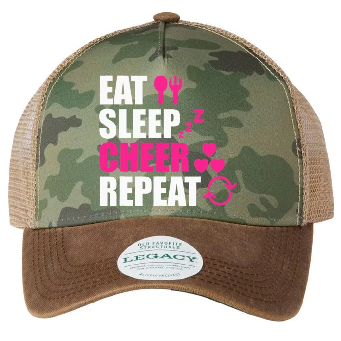 Eat Sleep Cheer Repeat Funny Cheerleader Cheering Squad Gag Legacy Tie Dye Trucker Hat