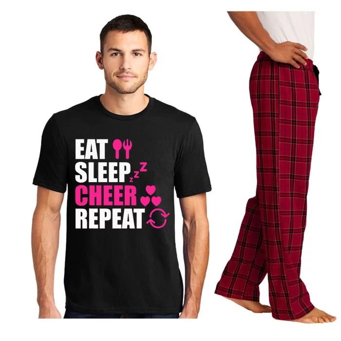 Eat Sleep Cheer Repeat Funny Cheerleader Cheering Squad Gag Pajama Set