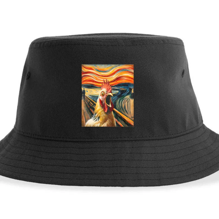 Expressionist Scream Chicken Lovers | Artistic Chicken Sustainable Bucket Hat