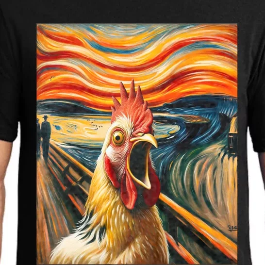 Expressionist Scream Chicken Lovers | Artistic Chicken Pajama Set