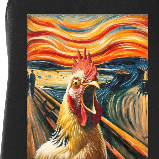 Expressionist Scream Chicken Lovers | Artistic Chicken Women's Racerback Tank