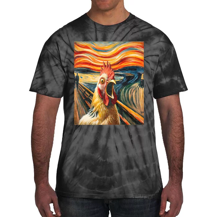 Expressionist Scream Chicken Lovers | Artistic Chicken Tie-Dye T-Shirt