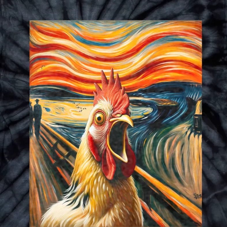 Expressionist Scream Chicken Lovers | Artistic Chicken Tie-Dye T-Shirt