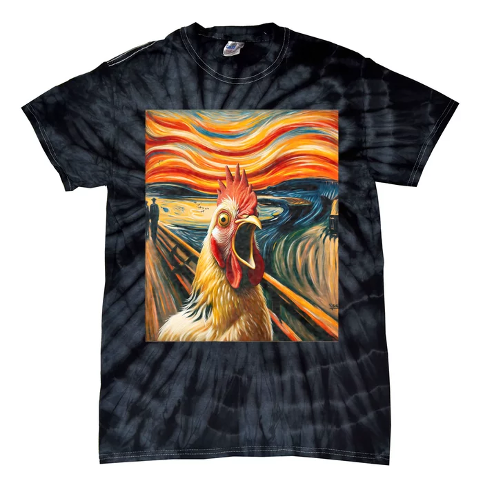 Expressionist Scream Chicken Lovers | Artistic Chicken Tie-Dye T-Shirt