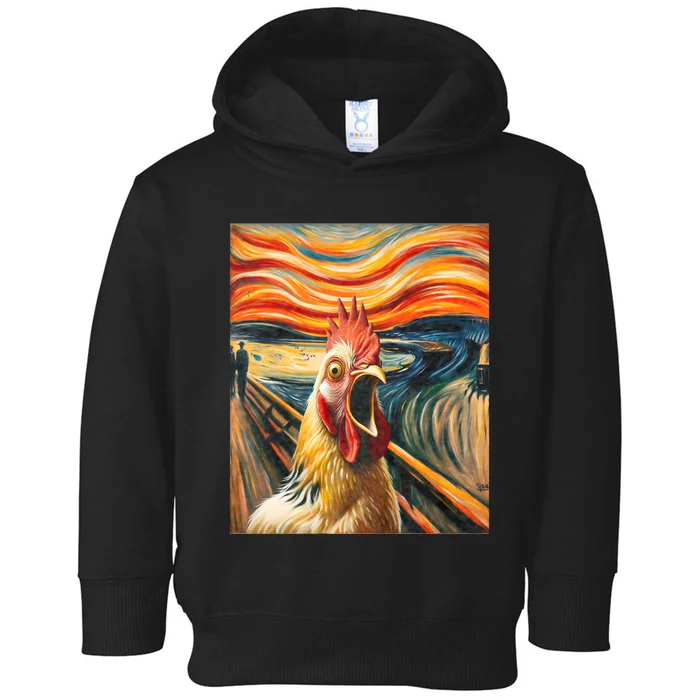 Expressionist Scream Chicken Lovers | Artistic Chicken Toddler Hoodie